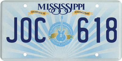 MS license plate JOC618