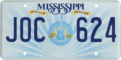 MS license plate JOC624