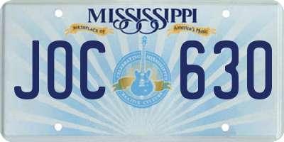 MS license plate JOC630