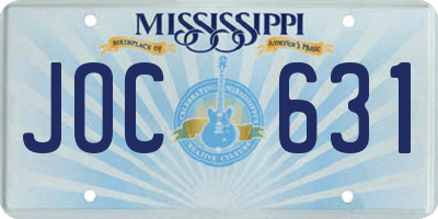 MS license plate JOC631