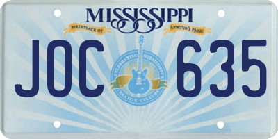MS license plate JOC635