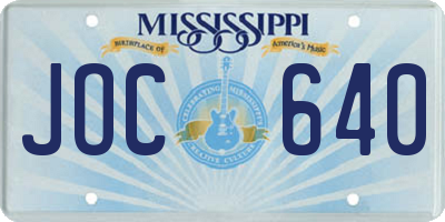 MS license plate JOC640