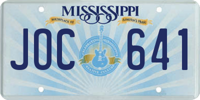 MS license plate JOC641