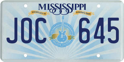 MS license plate JOC645