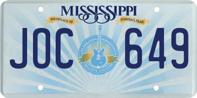 MS license plate JOC649