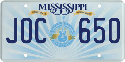 MS license plate JOC650