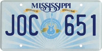 MS license plate JOC651
