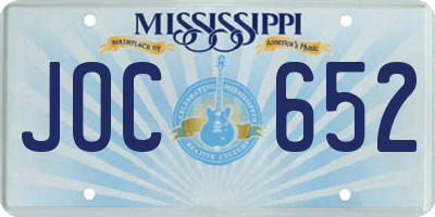 MS license plate JOC652