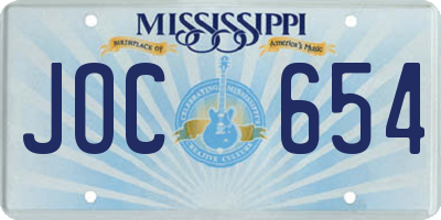 MS license plate JOC654