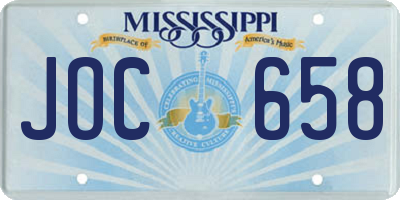 MS license plate JOC658