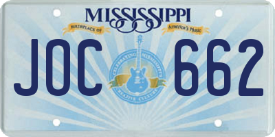 MS license plate JOC662