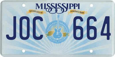 MS license plate JOC664