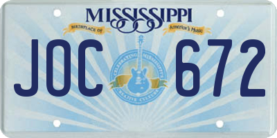 MS license plate JOC672
