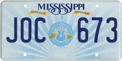 MS license plate JOC673