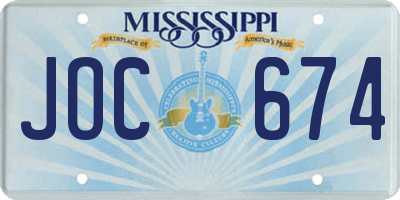 MS license plate JOC674
