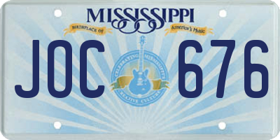MS license plate JOC676