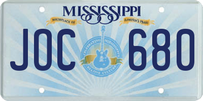 MS license plate JOC680