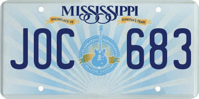 MS license plate JOC683