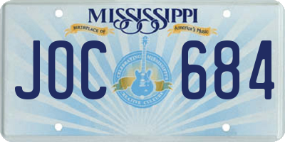 MS license plate JOC684