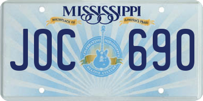 MS license plate JOC690