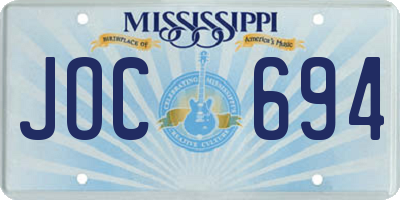 MS license plate JOC694