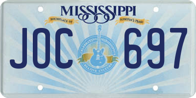 MS license plate JOC697