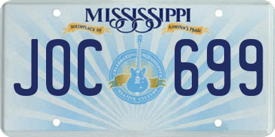 MS license plate JOC699