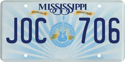 MS license plate JOC706