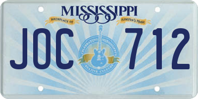 MS license plate JOC712