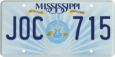 MS license plate JOC715