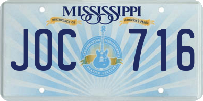 MS license plate JOC716