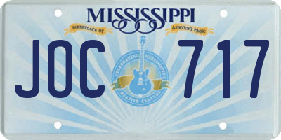 MS license plate JOC717