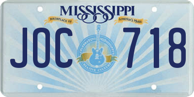 MS license plate JOC718