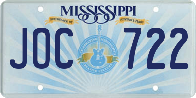 MS license plate JOC722