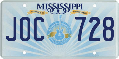 MS license plate JOC728