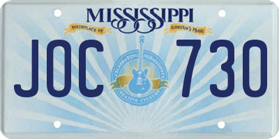 MS license plate JOC730