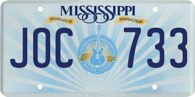 MS license plate JOC733