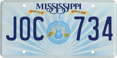 MS license plate JOC734