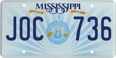 MS license plate JOC736