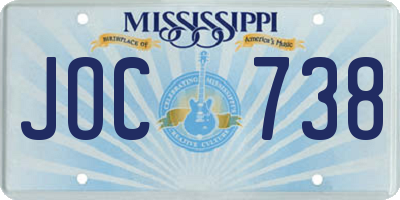MS license plate JOC738
