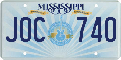 MS license plate JOC740