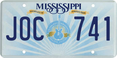 MS license plate JOC741