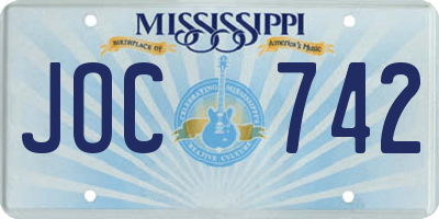MS license plate JOC742