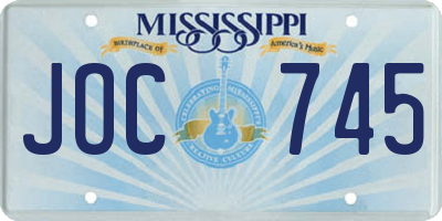 MS license plate JOC745