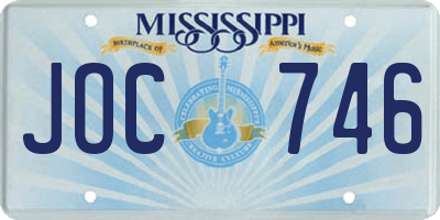 MS license plate JOC746