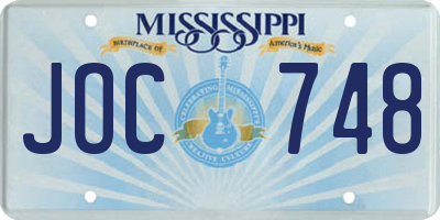 MS license plate JOC748