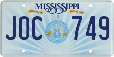 MS license plate JOC749