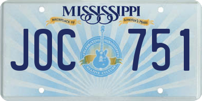 MS license plate JOC751