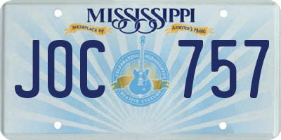 MS license plate JOC757