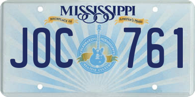 MS license plate JOC761